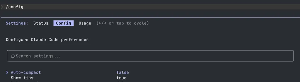 Disabling auto-compact in Claude Code config